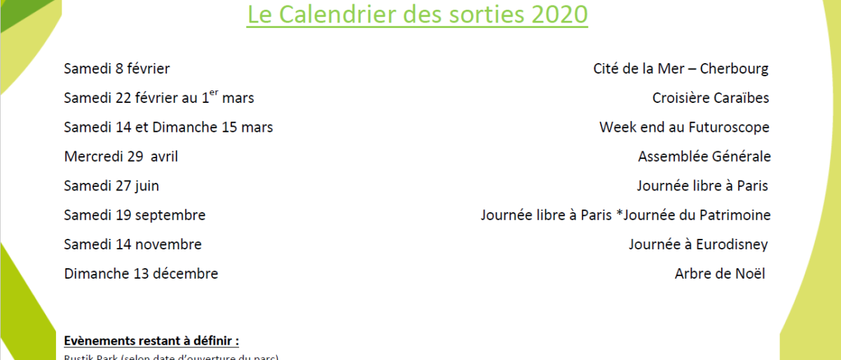 Permalien vers:Le calendrier des sorties 2020 Permalien vers:Le calendrier des sorties 2020