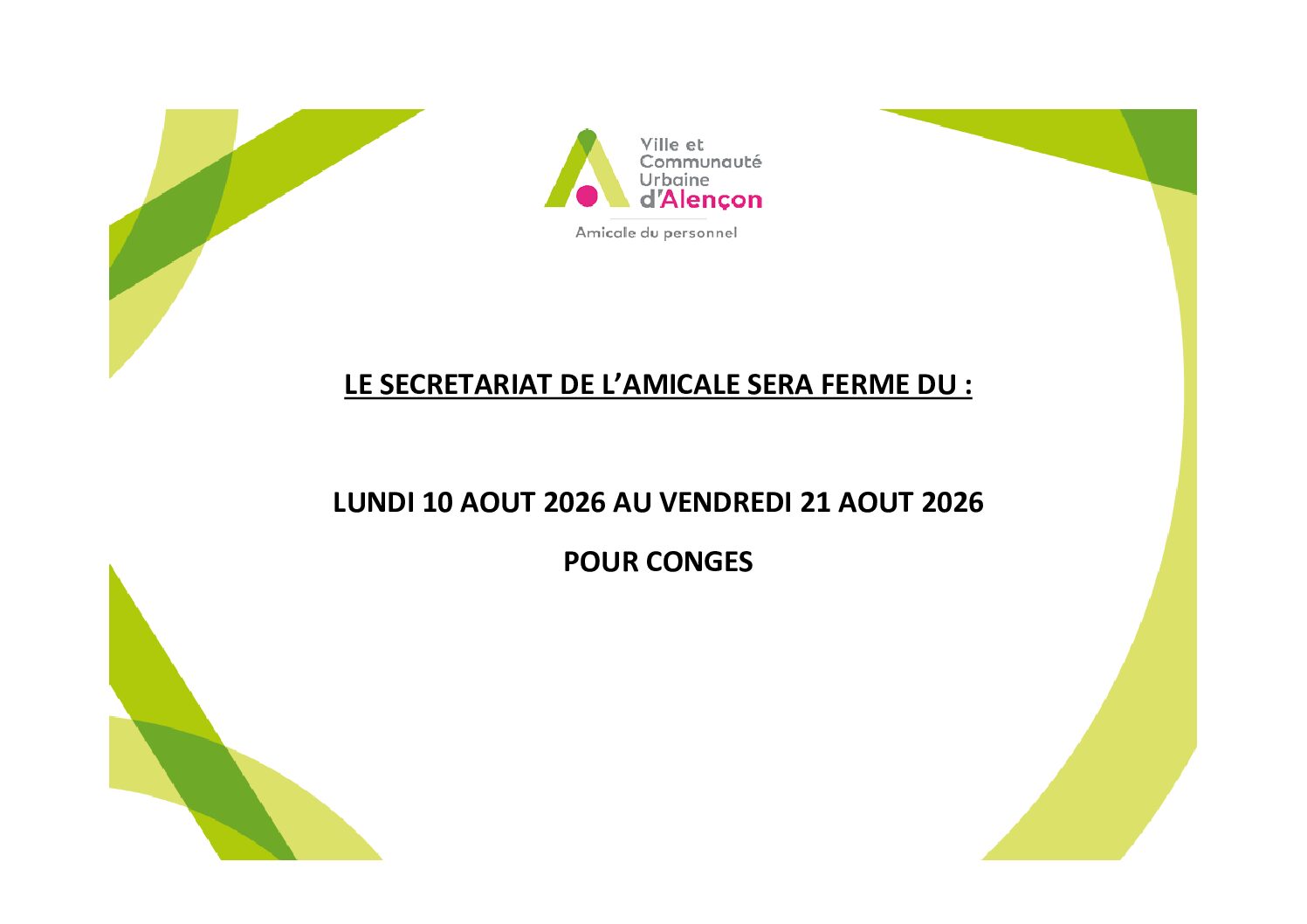 Permalien vers:Fermeture congés été 2026